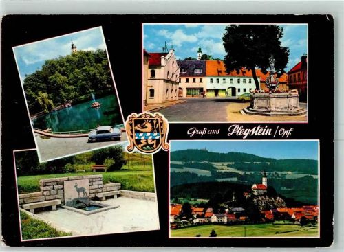Pleystein Marktbrunnen Teich Wasserfontaine Brunnen