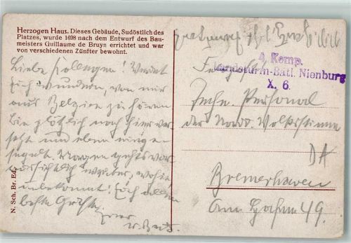 Nienburg WK I Feldpost 4. Komp. Landsturm-Batl. X 6