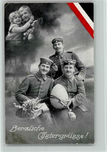 Ostern - Soldaten denken an ihre Kinder - schwarz-weiss-rot AK