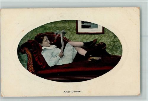 Passepartout - After Dinner - Junge mit Zigarre und Zeitung, lesen AK