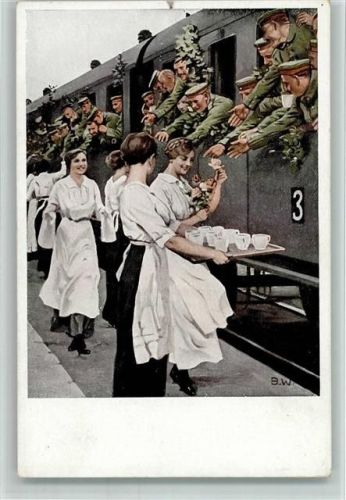 Kriegspostkarten Nr. 2 - Erfrischungsstation an der Eisenbahn AK
