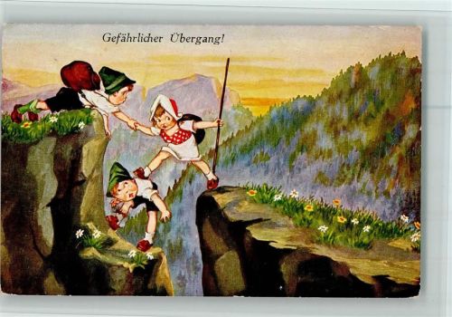 1930 Kinder beim Bergsteigen AK Gute Erhaltung
