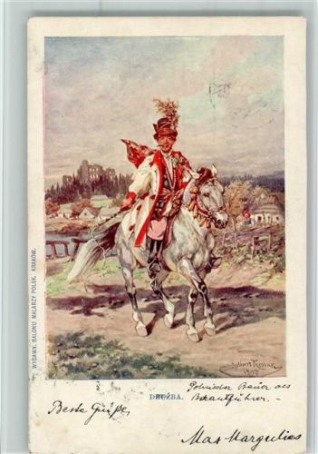 1903 Polnischer Bauer auf einem Pferd - Druzba AK