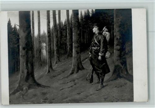 6296 Vision Träume Phantasie des Soldaten, eine Frau im Wald AK