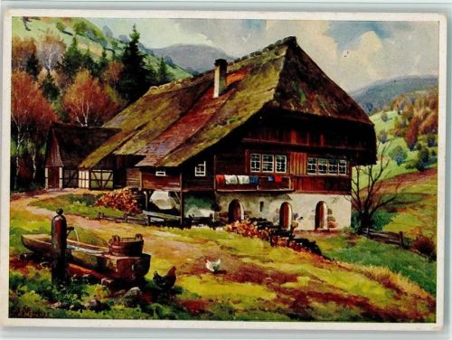 sign W. Merker - Schwarzwaldhaus und Quelle Nr. 5781 Verlag Fingerle