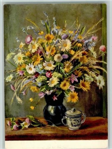 Spendenkarte der C.V.J.M. - Feldblumen, Blumenvase, gute Erhaltung