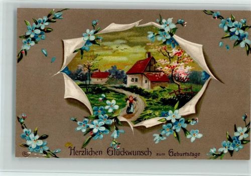 Durchbrochene Papierwand - Vergissmeinnicht , gute Erhaltung