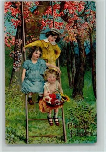 1910 Pfingsten - Kinder auf einer Leiter AK Gute Erhaltung