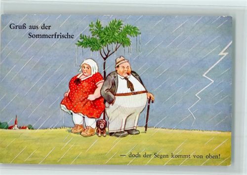 Kein Platz unter dem Baum - Gewitter AK M.W.B. Serie Humor 525 AK