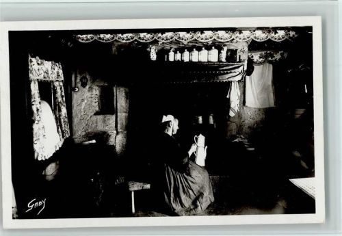 Volksleben , Volkstypen - Bauernstube - Intereur breton