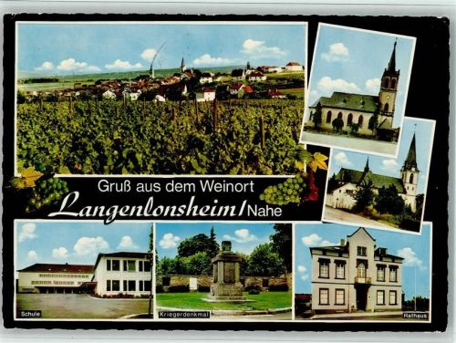 Langenlonsheim Gesamtansicht Kirchen Schule Kriegerdenkmal Rathaus Mehrfachaufnahme