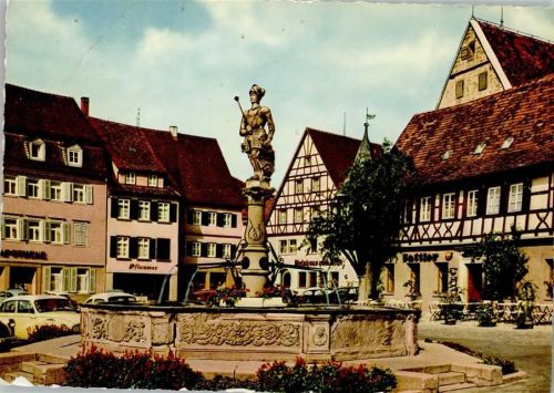 Öhringen Eberhard-Brunnen Markt Landpoststempel