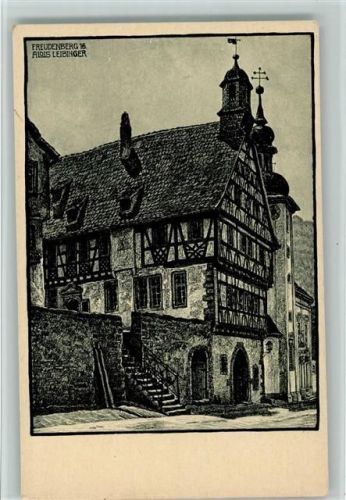Freudenberg Fränkische Heimatschutz-Postkarte Nr. 4 Rathaus sign. Alois Leibinger