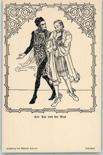 sign. Gertrud Hoerner "Totentanz" Serie Deutsche Volkspiele- und Märchenspiele Nr. 11 AK