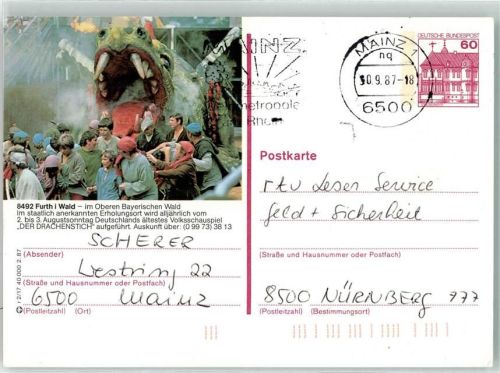 Furth Ganzsache Volksschauspiel Der Drachenstich