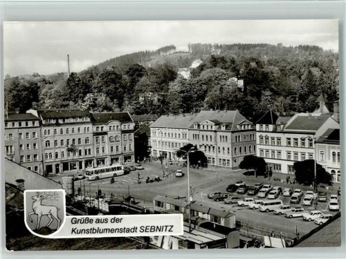 Sebnitz August-Bebel-Platz Autos Wappen Foto Erich Braun