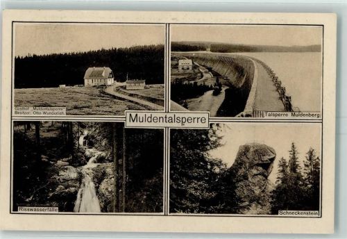 Schöneck Muldentalsperre Gasthaus Bes. Otto Wunderlich Risswasserfälle Schneckenstein