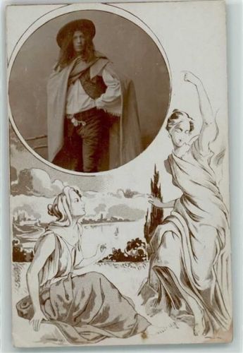 Jugendstil Mann in Tracht Fotomontage Privatfoto AK