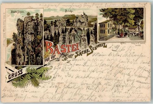 Bastei 1895 Basteifelsen Brücke Hotel