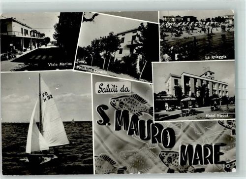 San Mauro Mare Viale Marina Pensione Corallo Hotel Pironi Segelboot