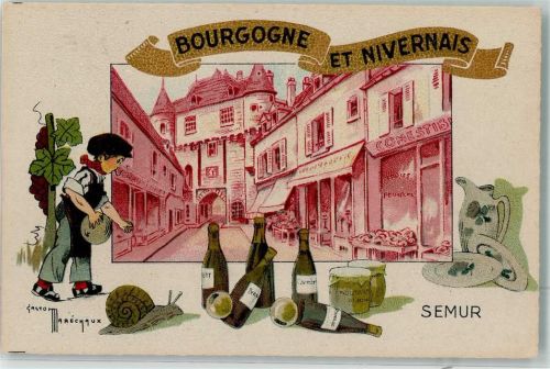Semur-en-Auxois Bourgogne et Nivernais sign. Gaton Marschque Schnecke