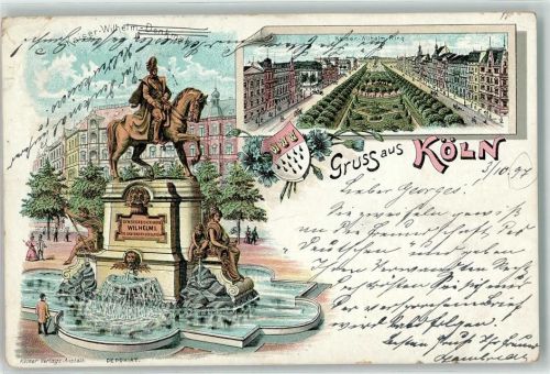 Köln Klettenberg 301 1897 Lithographie Denkmal Kaiser-Wilhelm Kaiser-Wilhelm-Ring