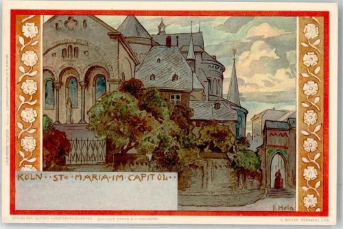 Köln Altstadt-Süd 101 Lithographie Kirche St. Maria im Capitol sign. F.Hein