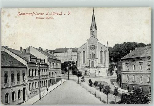 Schöneck Unterer Markt mit Ev. Kirche