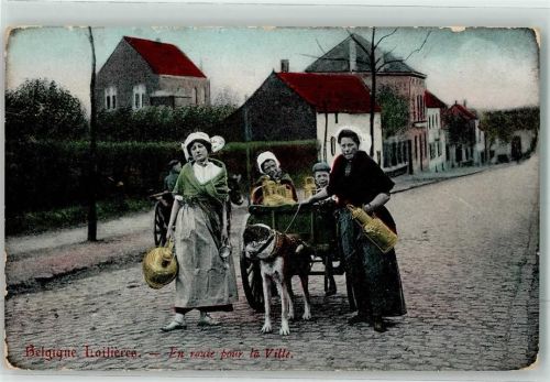 1907 Hundekarren Milchfrau Tracht