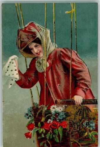 Frau Blumen Lithographie