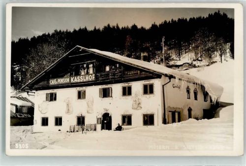 Mösern 1942 Cafe Pension Kasslhof im Schnee