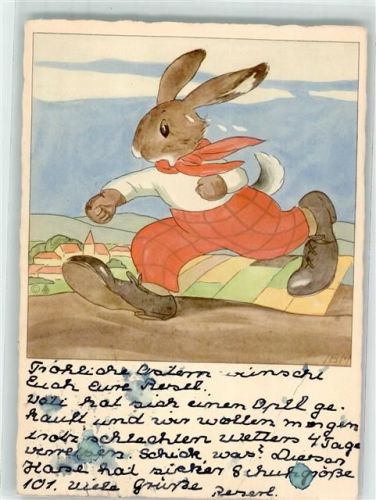 1954 Hase vermenschlicht Ostern Verlag Josef Müller 5770
