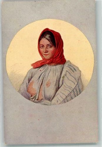 Frau mit Kopftuch sign. Jos. Manes Verlag J.P.P. 727