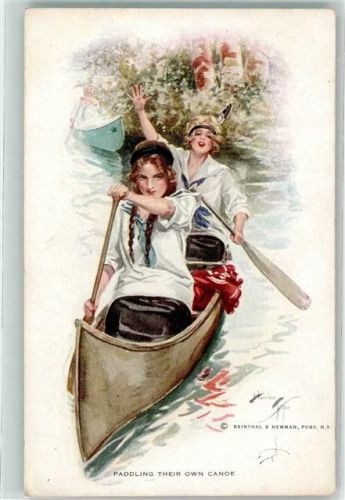 Frau im Kanu Paddling their own Canoe Reinthal & Newman Nr. 611