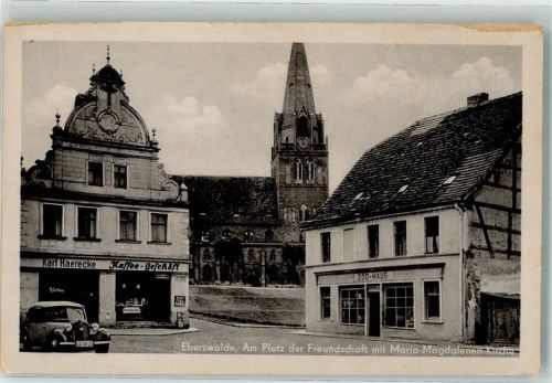 16225 O1300 Eberswalde - Platz der Freundschaft Maria Magdalenen Kirche Auto Oldtimer Handlung
