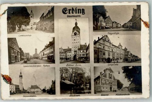Erding Landshuterstrasse Rathaus Schrannenplatz Lange Zeile Foto AK