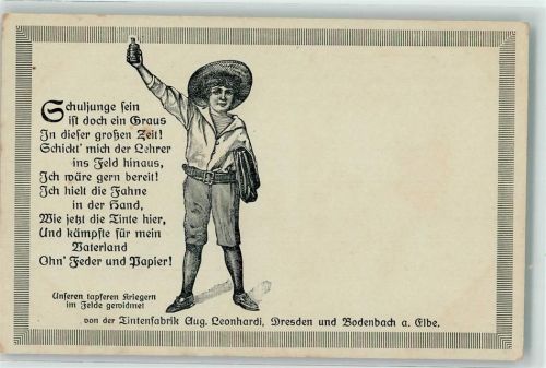 Dresden 1915 Tintenfabrik Aug. Leonhardi Schulkind PropagandA