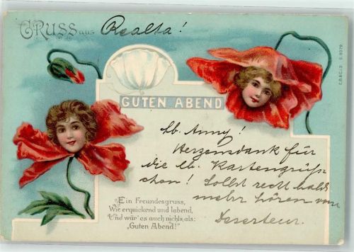 1899 Guten Abend Mohnblumen