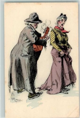 1900 Armut Bettler Straßenmusikant Gitarre und Gesang sign. Lubin de Beauvais