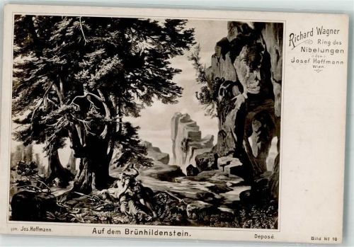 1900 Ring der Nibelungen Bild Nr. 10 auf dem Brünhildenstein sign. Joseph Hoffmann Wagner, Richard