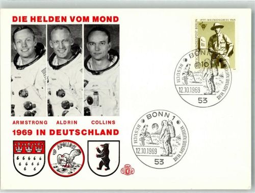 1969 Bonn Besuch der Mondfahrer in Deutschland Armstrong, Aldrin und Collins