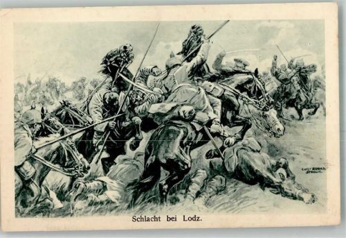 sign. Curt Schulz Schlacht bei Lodz WK I Kavallerie Gefecht WK I und WK II 1916 Künstlerkarte