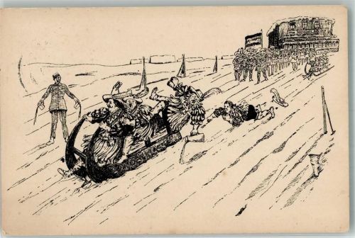 W1000 Wedding Winterfahrt der Pankgrafschaft von 1381 Ritterfahrten Schlitten Ritter 1937 Künstlerkarte