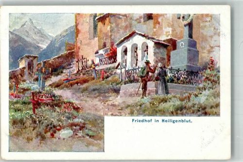 Heiligenblut Heiligenblut Friedhof Rückseite Hüttenstempel: Glocknerhaus auf der Elisabethruhe Compton, E. H. 1900 Künstlerkarte