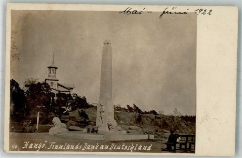 Hanko Hangö 1922 Foto AK Kriegerdenkmal Dank an Deutschland