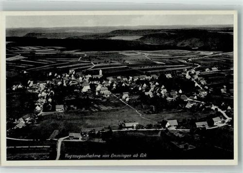 Emmingen-Liptingen 1937 Fliegeraufnahme des Ortes mit der Kirche St. Silvester