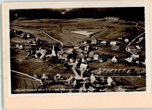 Rötenbach 1931 Fliegeraufnahme des Ortes mit der Pfarrkirche Original aufmontierte Verlagsmusterkarte