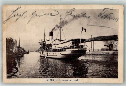 Grado 1930 Dampfschiff Trieste Hafen