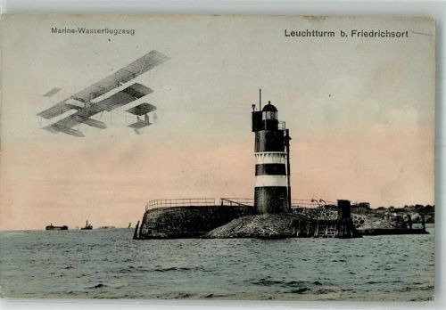 Friedrichsort 1914 Marine Wasserflugzeug Leuchtturm Phot. Verlagsanstalt Ernst Crull jr. 8643
