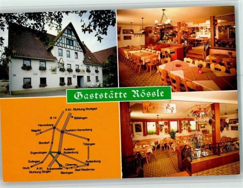 Eckenweiler Gaststätte Rössle Innenaufnahmen Landkarte 3-Bildaufnahme